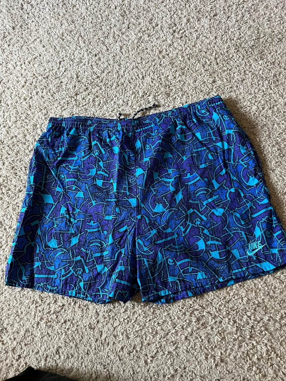 Nike Vintage Y2K AOP Blue Swim Trunks